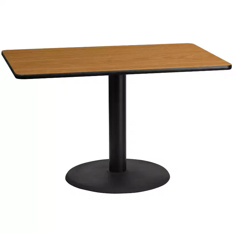 Piano tavolo rettangolare in laminato 30'' x 48'' con base rotonda da 24''