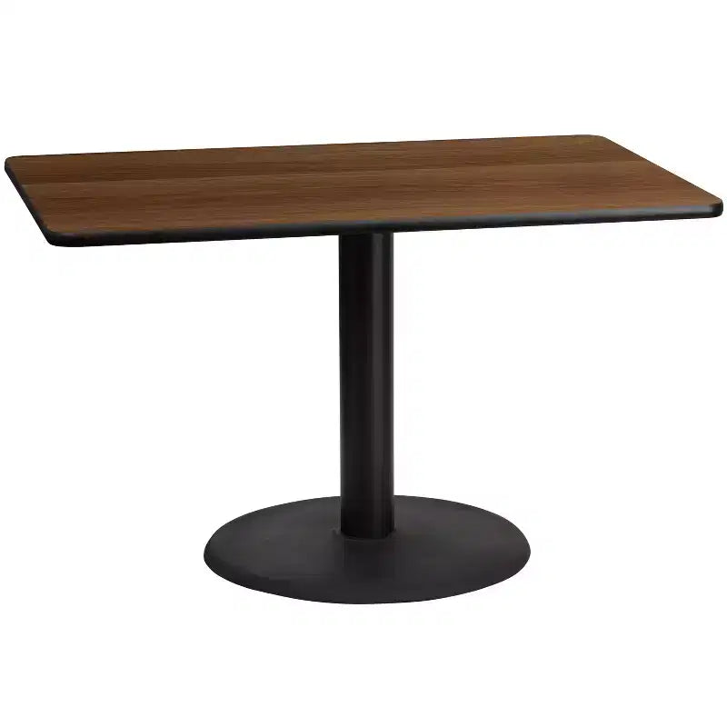 Piano tavolo rettangolare in laminato 30'' x 48'' con base rotonda da 24''