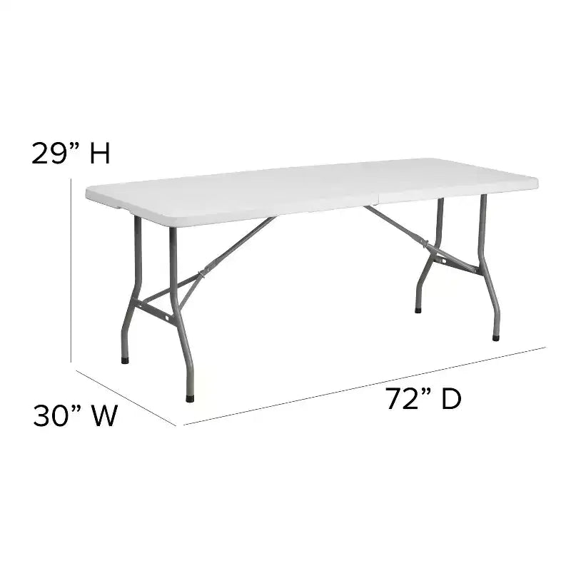 Tavolo pieghevole in plastica bianco bi-fold da 180 cm, per un massimo di 8 persone
