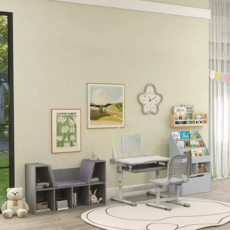 Set Tavolo e Sedie per Bambini con Lampada LED USB e Cassetto Contenitore