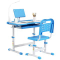 Qaba Kids Table and Chair Set, Activity Desk with USB Lamp, Storage Drawer for Study, Activities, Arts, or Crafts