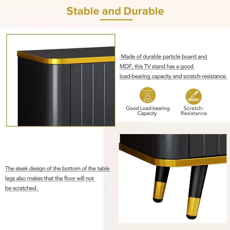 Meuble TV Minimaliste de 78,8 pouces avec Étagère de Rangement Ouverte pour TV Jusqu'à 85'', Meuble TV Pratique avec Tiroir et 2 Commodes, 4L-ModernLuxe