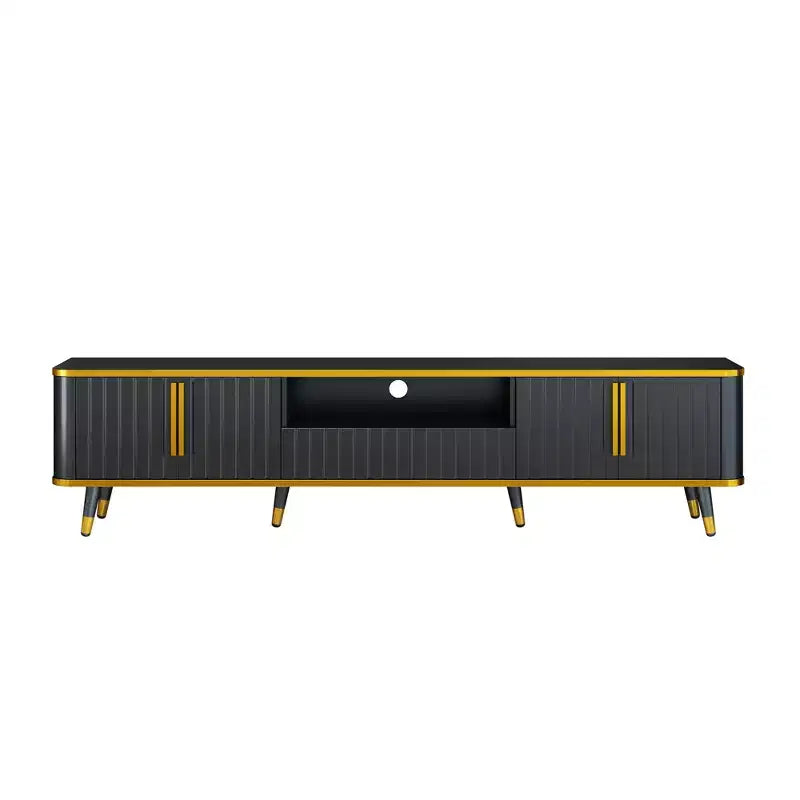 Meuble TV Minimaliste de 78,8 pouces avec Étagère de Rangement Ouverte pour TV Jusqu'à 85'', Meuble TV Pratique avec Tiroir et 2 Commodes, 4L-ModernLuxe