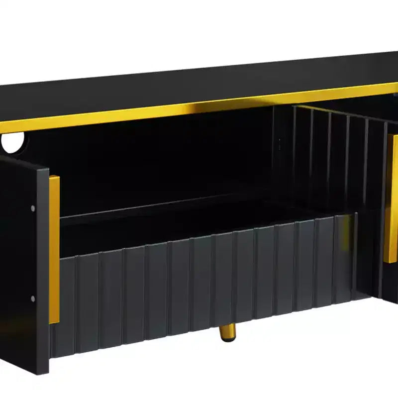 Meuble TV Minimaliste de 78,8 pouces avec Étagère de Rangement Ouverte pour TV Jusqu'à 85'', Meuble TV Pratique avec Tiroir et 2 Commodes, 4L-ModernLuxe