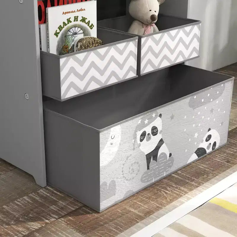 Organizzatore di giocattoli per bambini con 6 contenitori e 3 ripiani, unità di archiviazione per cameretta bambini