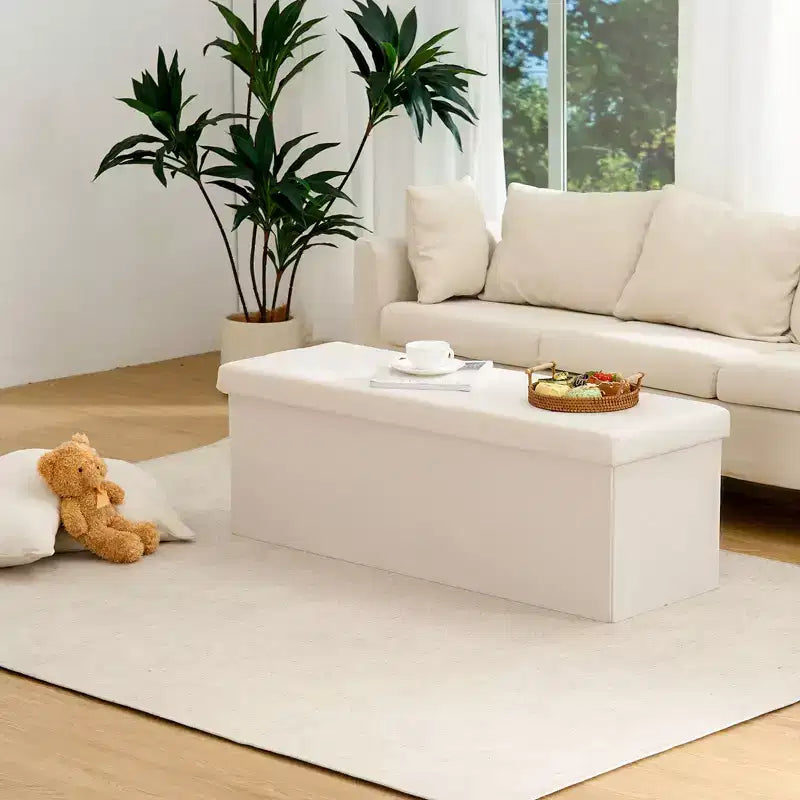 Panca pouf contenitore pieghevole in velluto da 109 cm con spazio per riporre oggetti – Supporta fino a 300 kg