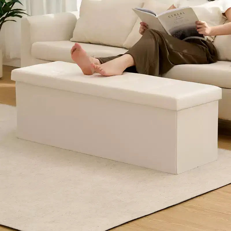 Panca pouf contenitore pieghevole in velluto da 109 cm con spazio per riporre oggetti – Supporta fino a 300 kg
