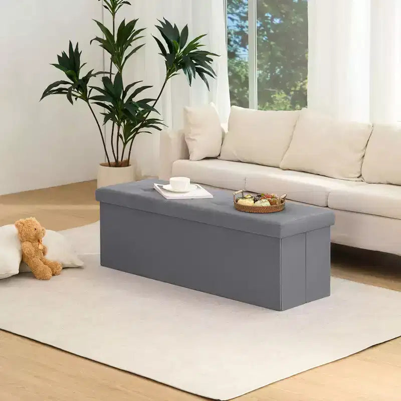 LUSIMO 43 Folding Velvet Storage Ottoman Bench Toy Chest Footstool Hold up to 660 lb For Bedroom Living Room