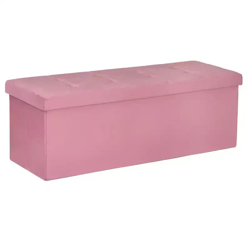 Panca pouf contenitore pieghevole in velluto da 109 cm con spazio per riporre oggetti – Supporta fino a 300 kg