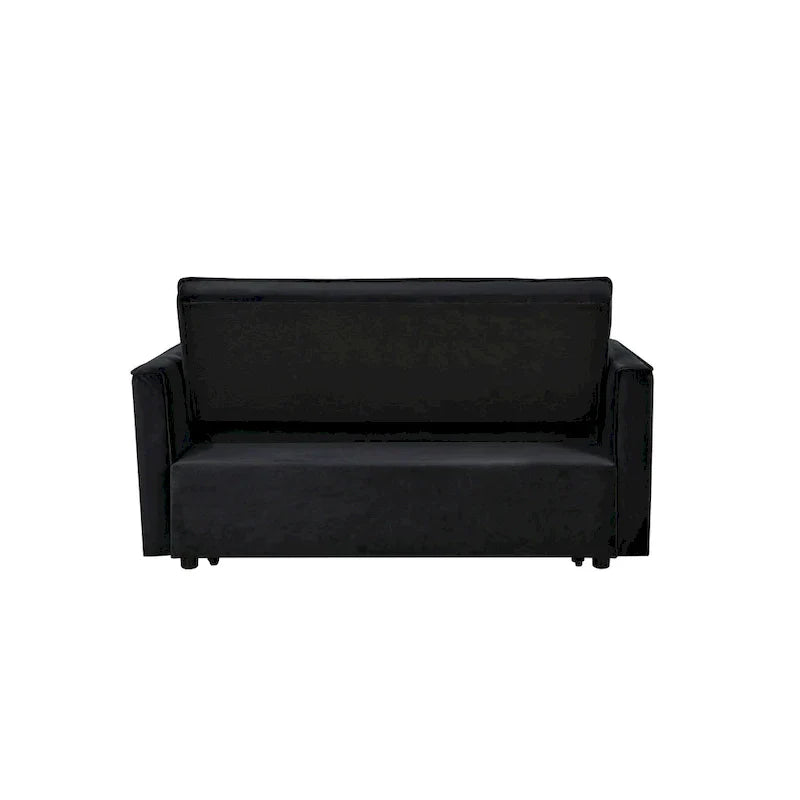 Divanetto futon moderno in velluto con schienale reclinabile e tasche, 2 posti – Grigio scuro / Grigio chiaro / Blu / Nero
